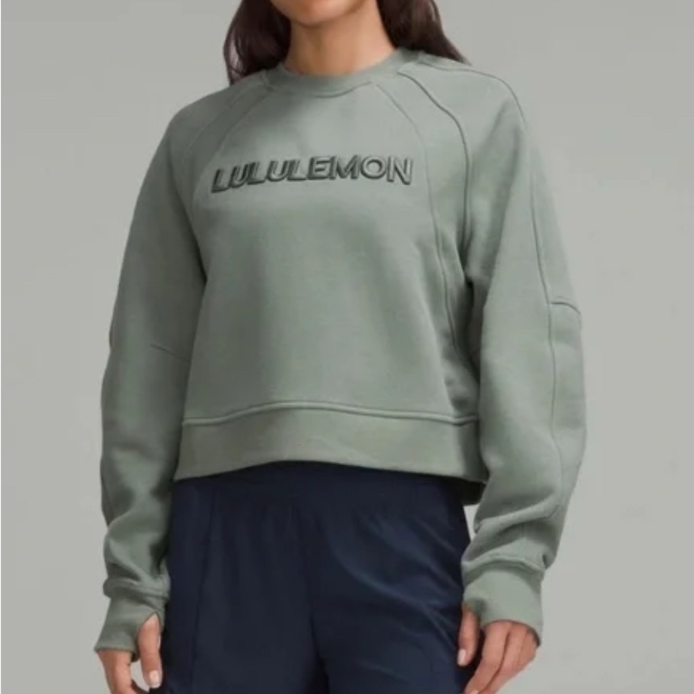 Lululemon Green Scuba Oversized Pullover Wordmark $118 Retail Sold Out RARE